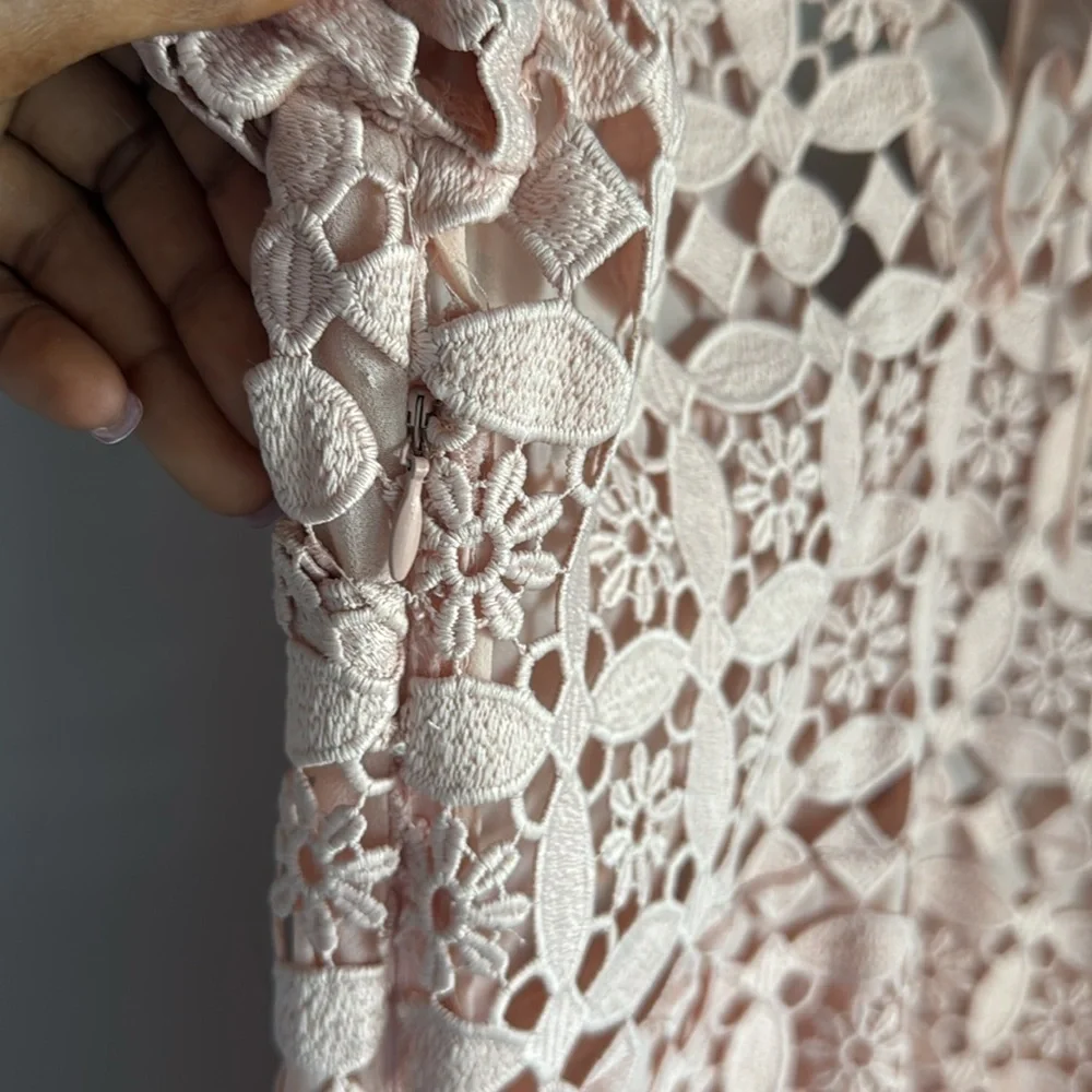 Sandro Paris Manureva Pink Lace Dress 6 - Picture 9 of 15